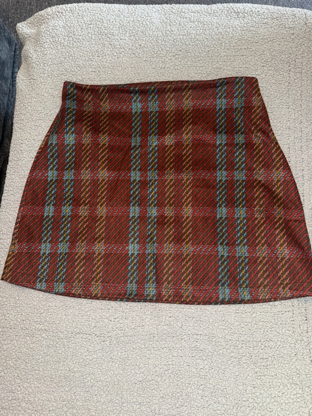Gilli Red Plaid Mini Skirt with Blue and Yellow Accents